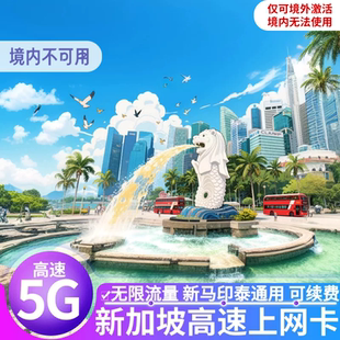 新加坡马来印尼泰国通用手机上网卡无限5G高速流量旅游商务SIM卡