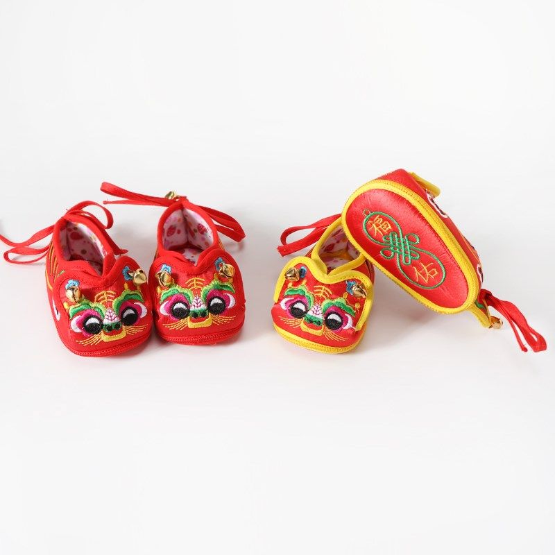 现货速发宝宝手工鞋老北京千层底布鞋婴儿学步男绣花鞋儿童喜庆鞋