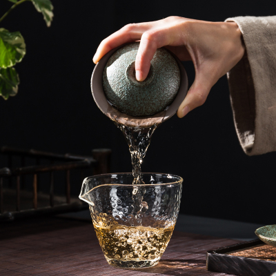 现货速发日式粗陶三才盖碗茶杯陶瓷泡茶碗功夫茶具茶道碗粗陶手抓