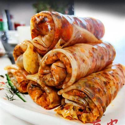 促销安徽皖北美食萧县卷面皮裹凉皮香辣卷面皮真空包装