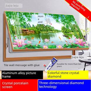 水表箱阻挡装饰画液压翻转无打孔配电箱餐厅挂画电箱盖镶嵌钻石水