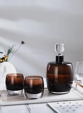 高档轻奢酒樽酒壶洋酒具水晶玻璃威士忌酒杯酒瓶会所总裁酒柜摆件