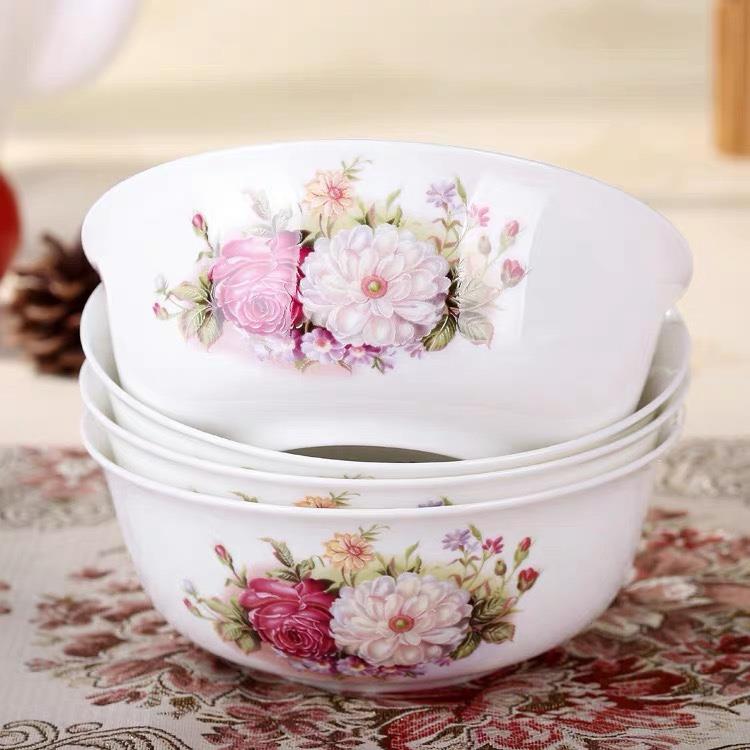 家用骨质瓷6英寸面碗4个套装陶瓷碗餐具米饭碗大汤碗泡面碗破损赔