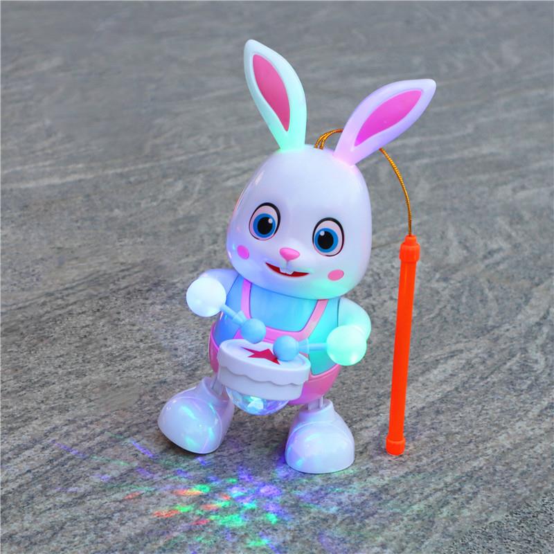 中秋儿童灯笼手提发光音乐电动跳舞小兔子女孩新年元宵节卡通花灯