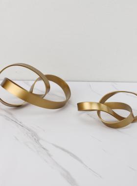 北欧轻奢金属缠绕艺术摆件客厅玄关茶几书柜样板间办公室家居软装