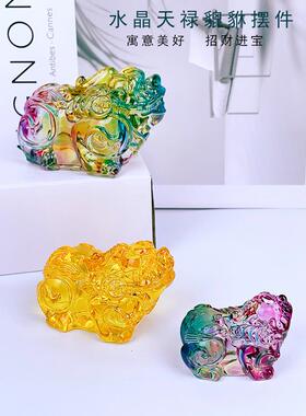 水晶皮绣饰品、金彩玻璃招财、客户商务礼品、寓意美好的开业、乔