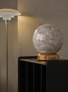 HomelyGlobe宏微地球书房客厅办公室金属摆件垩岩白北斗地球仪