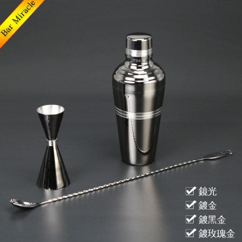【510ml日式调酒三件套】男爵三段式摇酒器/30*60量酒器/40cm吧勺