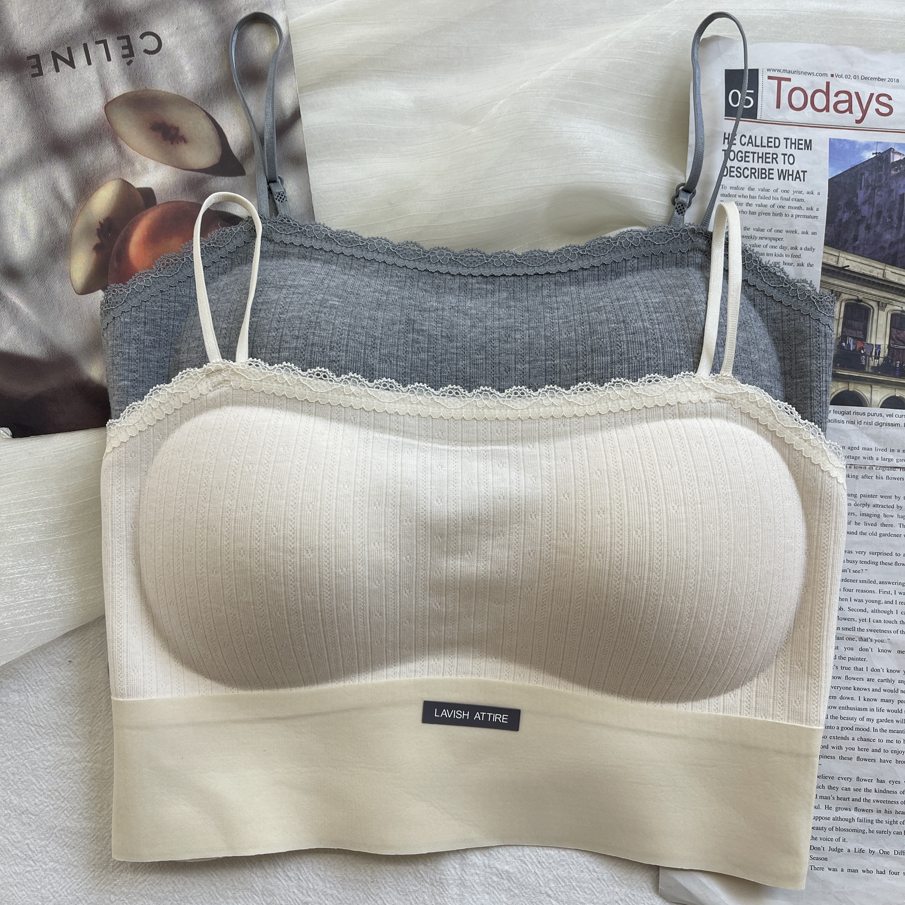 古妃秋冬磨毛蕾丝边一字领无痕固定杯美背内搭小胸聚拢内衣抹胸