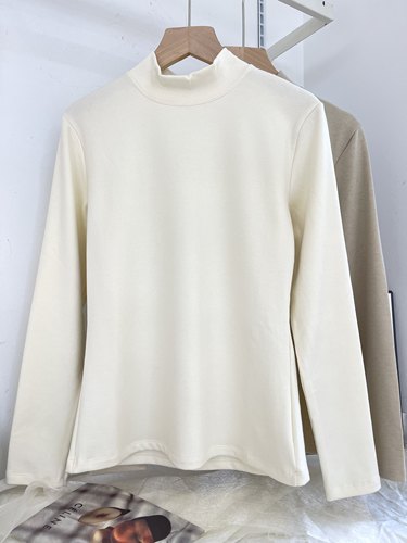 古妃新款秋冬加厚半高领长袖T恤女修身显瘦内搭打底衫上衣