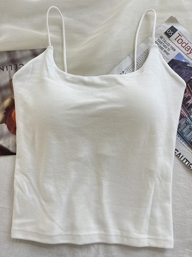 古妃秋冬加厚磨毛美背肩带吊带背心细女带胸垫内搭修身打底免文胸