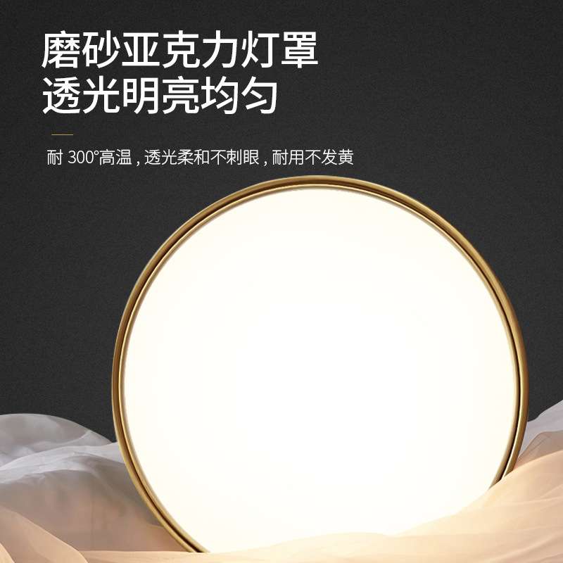 2023新款超薄全铜吸顶灯led超亮防蚊虫防潮三色遥控阳台卧室灯具