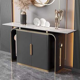 中式玄关柜轻奢实木边柜样板间计入户正设479对门客新厅岩餐板装