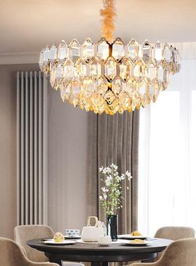 棱面K气9水晶华欧式香槟色18014圆琥珀金晶吊灯卧室客厅奢大复水