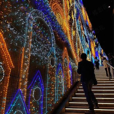 灯饰画美陈 户外商场画楼体网红墙亮化工程承接 街景霓虹灯墙美化