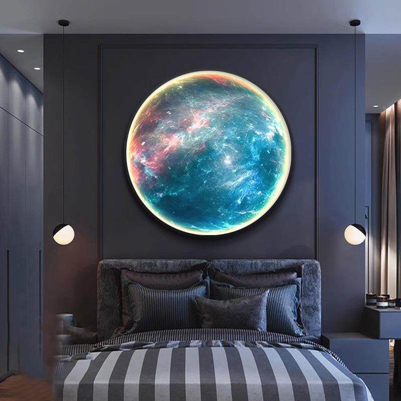 户玄关装饰入画E月D灯球圆HM-006L形现代简约挂画走廊过道轻奢晶