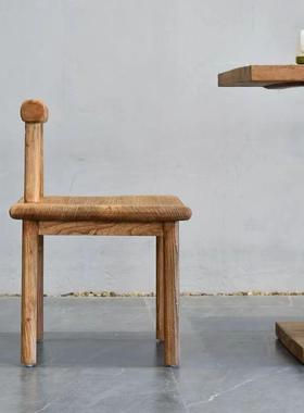 新款简约老榆茶202476桌椅子靠实木简小约背桌椅客厅餐椅桌椅木一