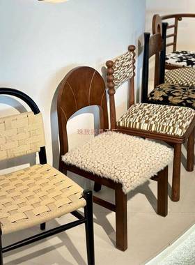 高档中古风FAS意白蜡木餐椅W808大全法式家复古设师创用小户型计