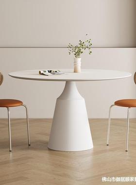 小YJS-8917户型岩形板圆用餐桌家极简纯黑圆桌德丰带转盘内嵌式纯