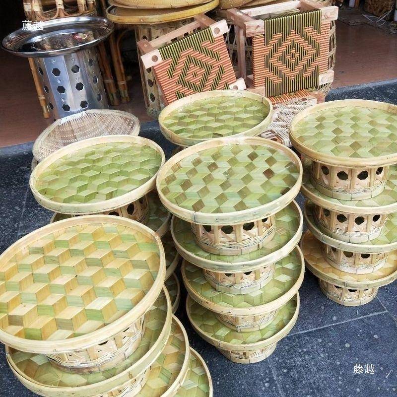 云南德宏藤编云南tlzn$*&h家居圆桌手工桌竹供编傣家桌子傣餐编织