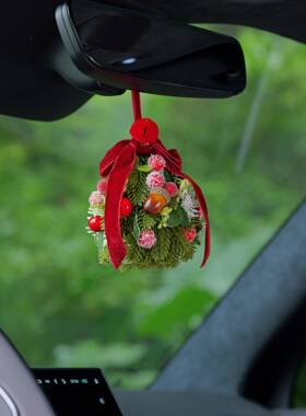 摆?205圣装饰品迷你圣Fh(x}$pd诞诞树桌面件车挂车内挂饰场景2布