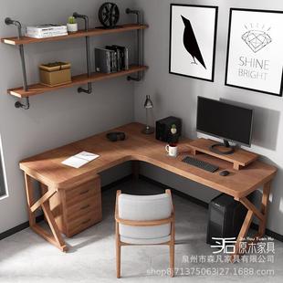全实木转角书桌拐角DNZ19-SD字台写卧室学习桌L组型书架合角落电脑桌子