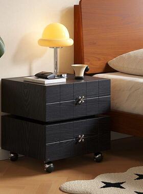 头法式复QLQ古实厅木床柜卧室中古风收纳柜用家客边柜可旋转床头