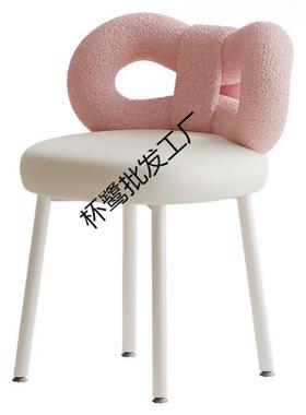 奶油风靠子背椅子网红化妆椅台梳妆美甲A140凳蝴蝶结化妆仙女凳蝴