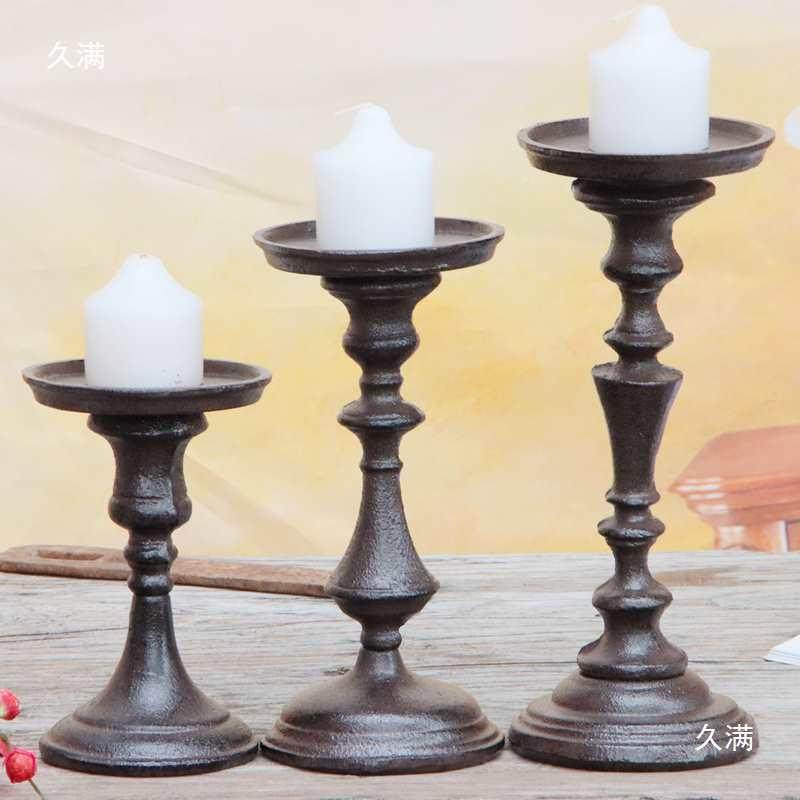 中古高脚烛欧装式饰摆件复古台道具铸铁仿古桌餐蜡烛台蜡烛tj#$*&,家居饰品,烛台,淘宝优惠券,粉丝福利购,淘宝优惠卷
