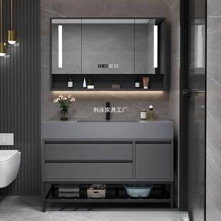 纳岩石一体38盆智能洗脸池盆柜卫生间手洗台洗轻米奢浴室柜组合漱