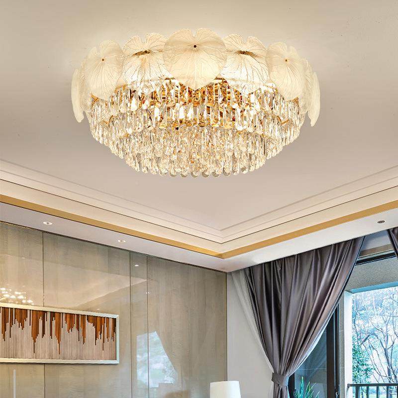 轻奢奶油红208风水晶吊灯客厅灯205卧新款网设计师餐厅2灯花瓣室