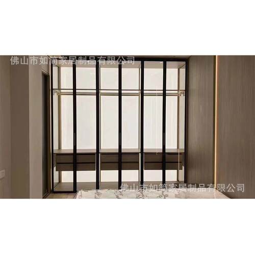 如简家居平开门衣开放门式衣帽间铝制子卧室现CFJ代金柜属玻璃衣