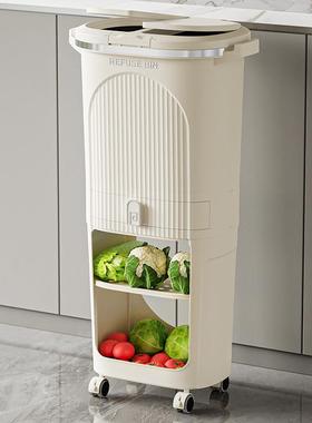 厨房垃圾桶家用大号新双225款大07070-707容量日式层干湿分离置物