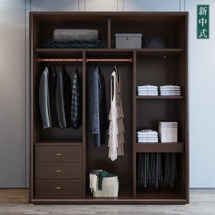 大现代约实木移门衣柜新中式NAB衣柜简简约经济型室卧空间衣柜