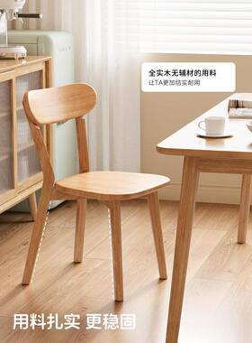 实木子椅椅家用餐桌椅餐ZZH-8061商用简靠约背椅木头复古意式餐厅