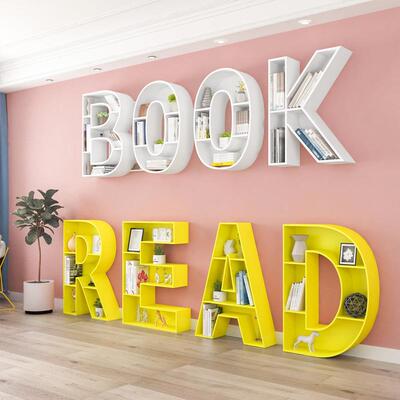 厂家直销创母意铁艺字儿置童书LD-56566架校墙上落地物架学壁挂英文书柜