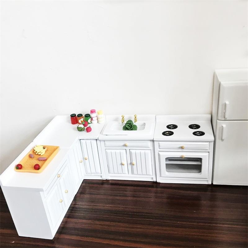 1:12迷你厨摆A865-4-W房O娃娃屋件转角厨柜DOLLH仿USE真厨具模型