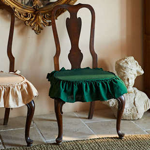 偏爱集法式椅垫靠垫亚麻坐垫薄款荷叶边复古茶椅垫防滑餐桌椅子垫