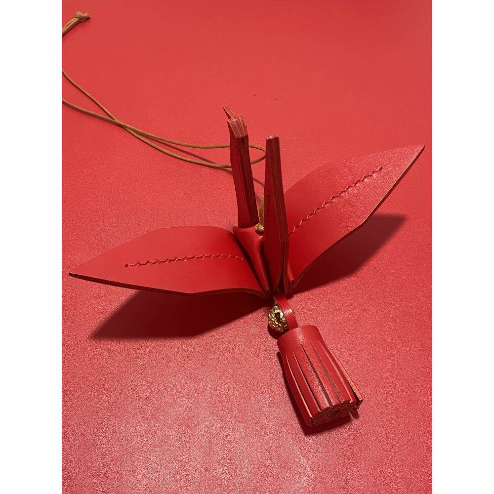 意大利牛皮千纸鹤车挂汽车挂件手工制作车载挂件饰品创意车内吊饰