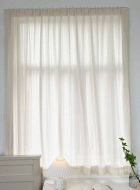 立体浮雕纱窗帘法式奶油风纱帘透光不透人免打孔魔术贴安装帘