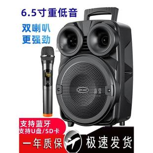 广场舞重低音无线蓝牙音箱音响户外话筒6寸家用大音量重低音青莹