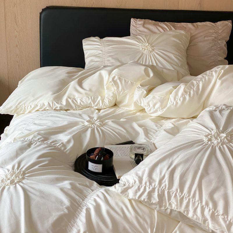 浪漫唯美全棉100支美式四件套公主风立体花朵被套纯棉1.8床上用品