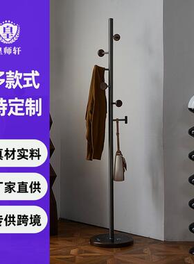 黑胡桃木衣帽架灰色不锈钢落地卧室挂衣架墙角大理石衣服架省空间