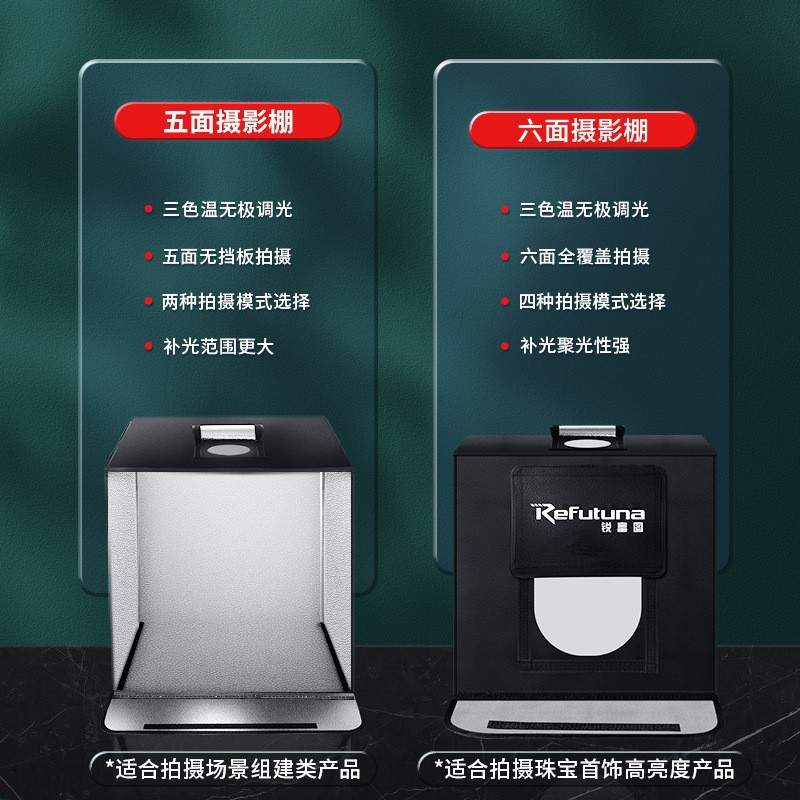 锐腾 LED摄影棚40/60/75小型拍照灯箱折叠便携补光灯摄影棚静物台