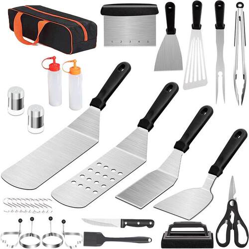 不锈钢烧烤套装烧烤工具铁板烧户外BBQ烤具野营烧烤套件箱