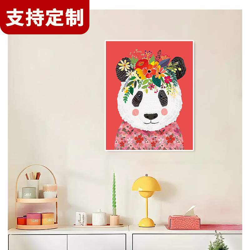 装饰画客厅入户玄关儿童房动物头像插画砂岩画UV打印立体砂岩画图片