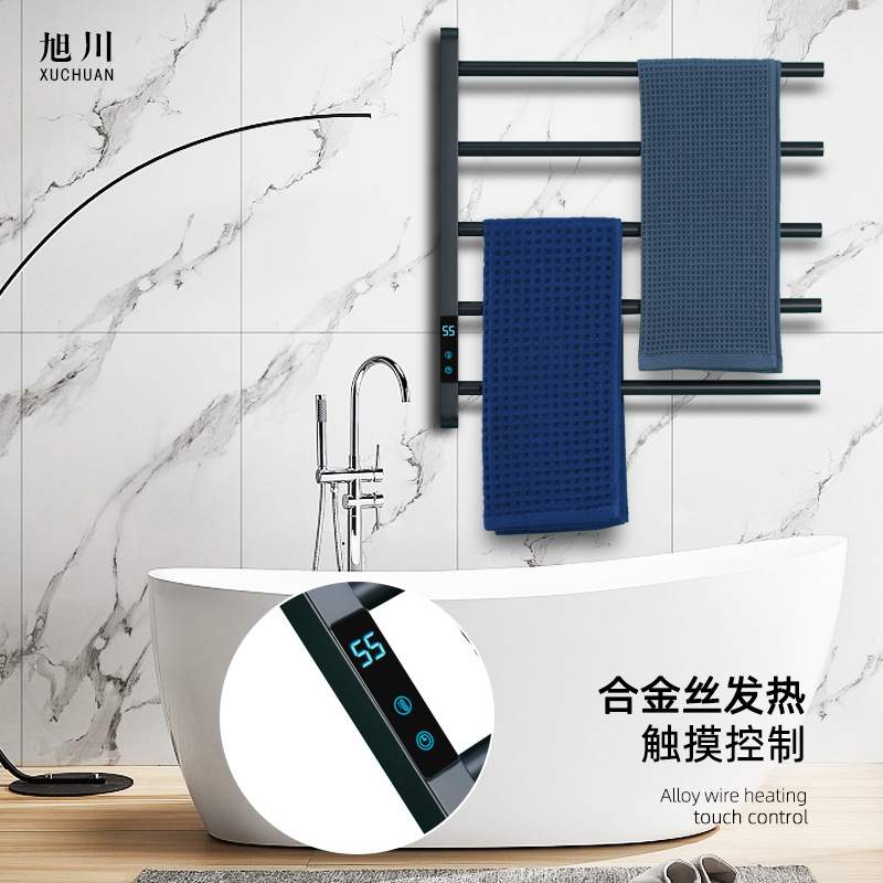 不锈钢304碳纤维发热毛巾加热架浴室电热毛巾架拉丝发热毛巾架