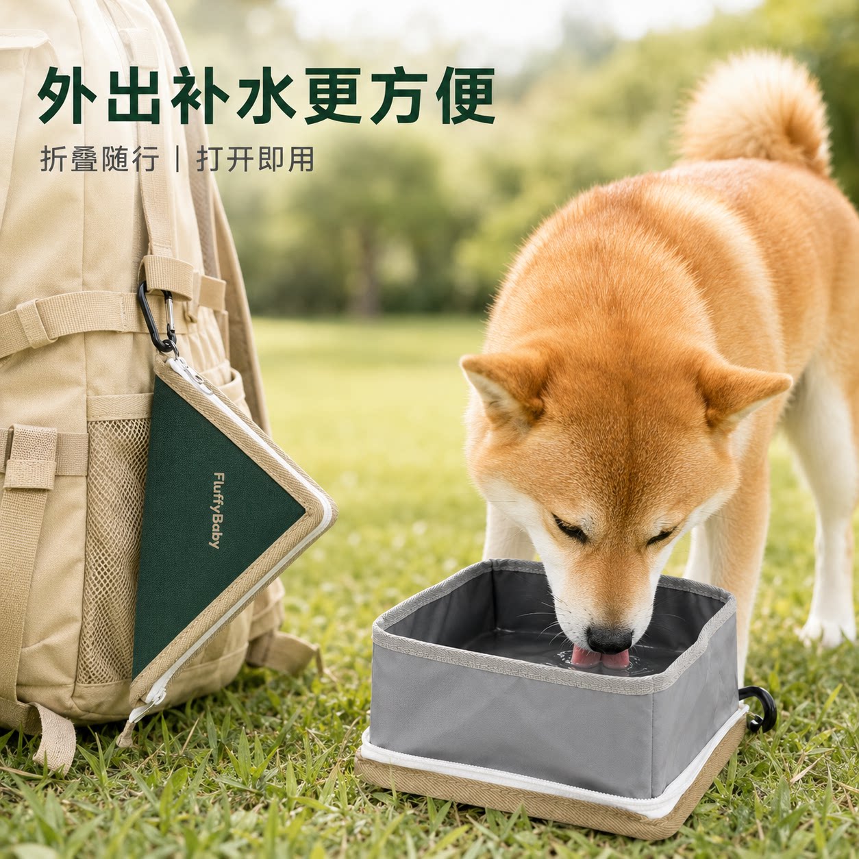 宠物折叠碗狗狗外出便携水碗双碗猫咪喝水喂食户外旅行随行食盆
