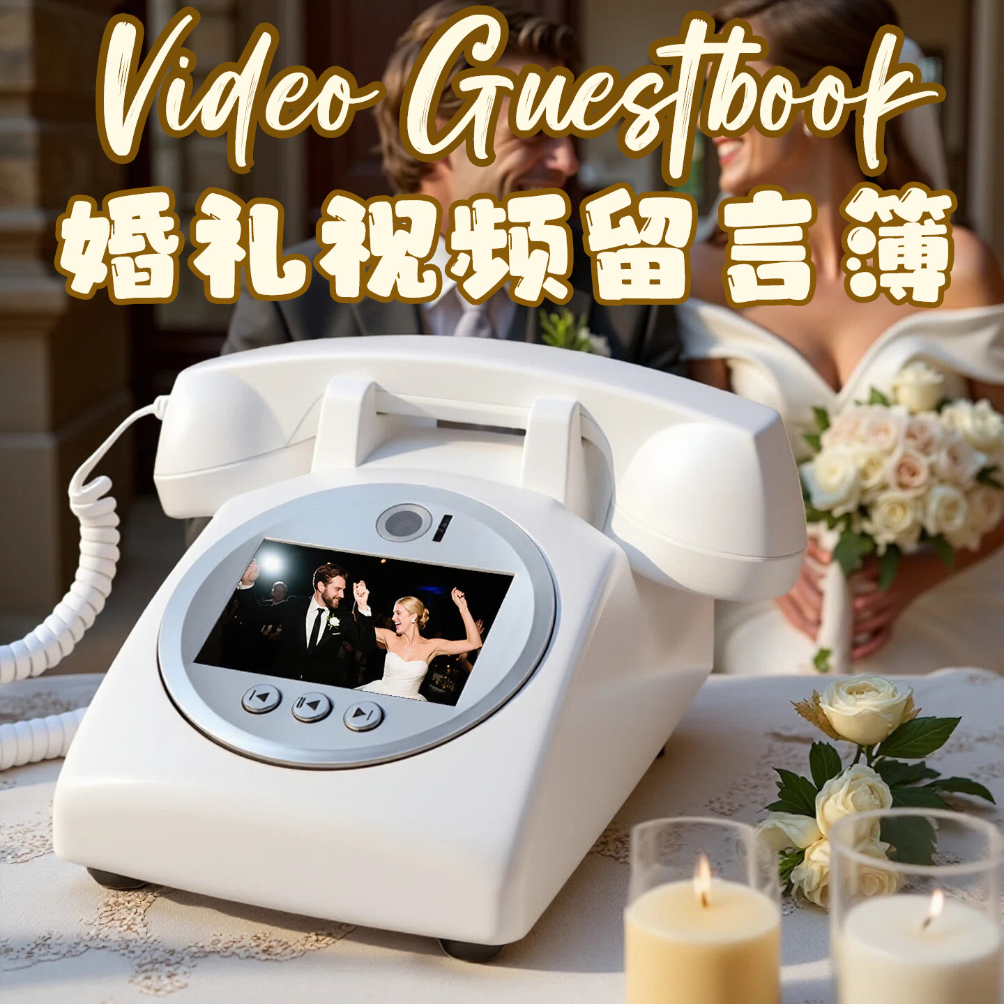 复古婚礼视频留言簿祝福留言签到簿宴会派对生日录音电话录制视频