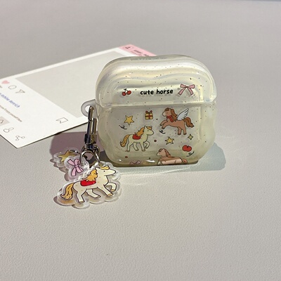 卡通蝴蝶结星星小马适用airpods4代无线蓝牙耳机保护套airpods12345代硅胶airpodspro2苹果airpodspro3新款软